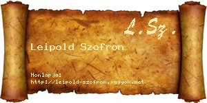 Leipold Szofron névjegykártya